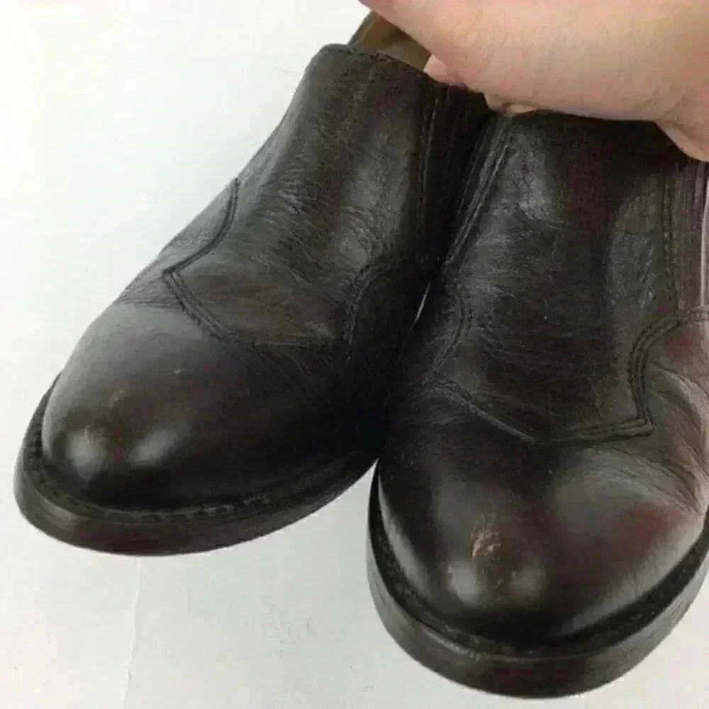 5/48 Ankle Boots 37.5 7 Leather Stacked Western - Picture 7 of 8